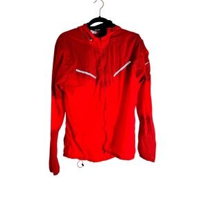 Nike Running Lightweight Windbreaker Jacket Men's Large Red Full Zip Hooded